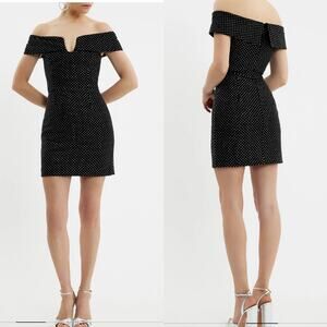 NWT Rebecca Vallance Last Dance Mini Dress Black Studded Retail $1,060 SZ 12 LBD